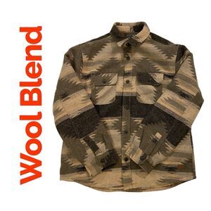 Jachs Sherpa Lined Southwest Knit Flannel Jacket Men's XL Gray Aztec Wool Blend